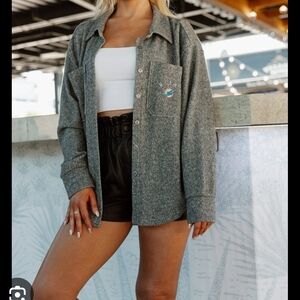 Women's Gray Button-Down Shirt with Embroidered Detail